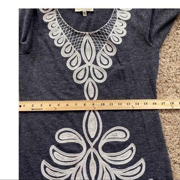 Young Threads of NY Grey Knit Dress w/ Embroidery - Picture 12 of 13